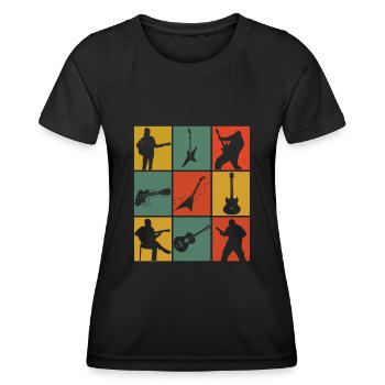 Retro Guitarist Guitar Player Electric Guitar Guitars - Women's Functional T-Shirt - black - Front - AI Model Female 172 light (172cm)
