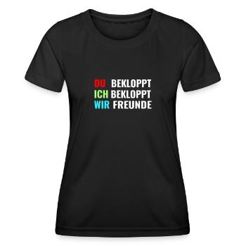 Du bekloppt Ich bekloppt Wir freunde Kommunikation - Frauen Funktions-T-Shirt - Schwarz - Vorne - AI Model Female 172 light (172cm)