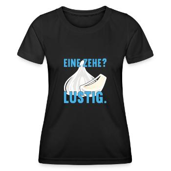 Eine Zehe? Lustig Knoblauch Essen Gewürze Stinken - Frauen Funktions-T-Shirt - Schwarz - Vorne - AI Model Female 172 light (172cm)