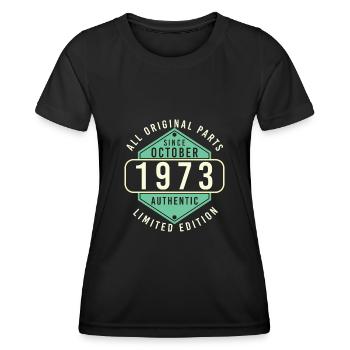 Born October 1973 Gift idea - Women's Functional T-Shirt - black - Front - AI Model Female 172 light (172cm)