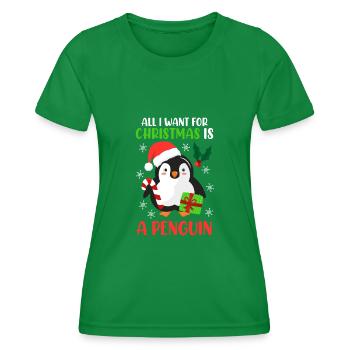 Ugly Christmas Pingouin Cadeau de Noël - T-shirt sport Femme - vert - Devant - AI Model Female 172 dark (172cm)