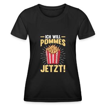 Ich will Pommes - Frauen Funktions-T-Shirt - Schwarz - Vorne - AI Model Female 172 light (172cm)
