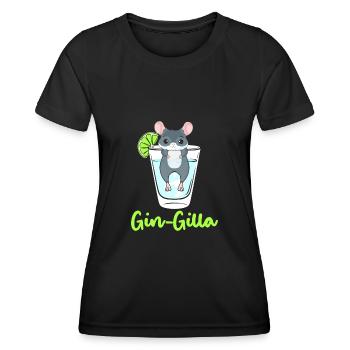 Gin Gilla Chinchilla Gin Pun Chinchilla Lover - Frauen Funktions-T-Shirt - Schwarz - Vorne - AI Model Female 172 light (172cm)