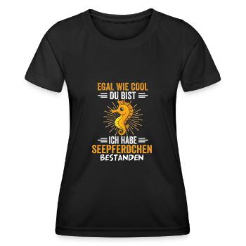 Seepferdchen bestanden - Frauen Funktions-T-Shirt - Schwarz - Vorne - AI Model Female 172 light (172cm)