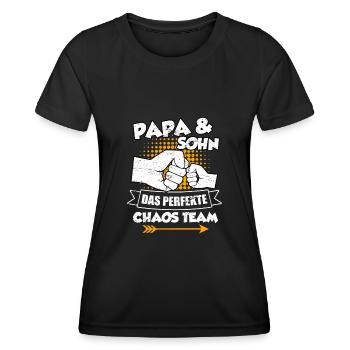 Papa und Sohn das perfekte Chaos Team Sohn Vater - Frauen Funktions-T-Shirt - Schwarz - Vorne - AI Model Female 172 light (172cm)