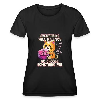 Dungeon RPG Cat Shirt for RPG Gamer - Women's Functional T-Shirt - black - Front - AI Model Female 172 light (172cm)