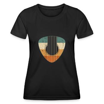 Vintage Guitar Pick Guitarist Acoustic Player - T-shirt sport Femme - noir - Devant - AI Model Female 172 light (172cm)