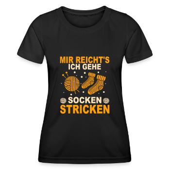 Stricken Geschenk Socken Stricken Strickerin - Frauen Funktions-T-Shirt - Schwarz - Vorne - AI Model Female 172 light (172cm)