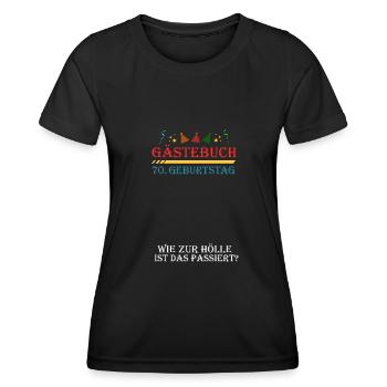 70. Geburtstag Gästebuch - Frauen Funktions-T-Shirt - Schwarz - Vorne - AI Model Female 172 light (172cm)