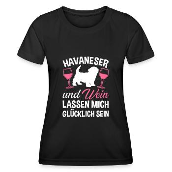 Havaneser und Wein - Frauen Funktions-T-Shirt - Schwarz - Vorne - AI Model Female 172 light (172cm)