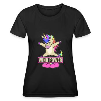 Wind Power - Unicorn - Frauen Funktions-T-Shirt - Schwarz - Vorne - AI Model Female 172 light (172cm)