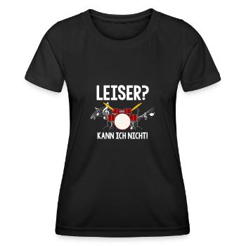 Schlagzeug Drummer Leiser Kann Ich Nicht Musiker - Frauen Funktions-T-Shirt - Schwarz - Vorne - AI Model Female 172 light (172cm)