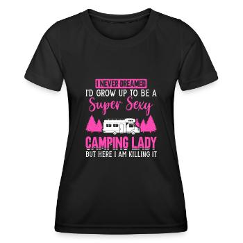 Super Sexy Camping Lady Motorhome - Frauen Funktions-T-Shirt - Schwarz - Vorne - AI Model Female 172 light (172cm)
