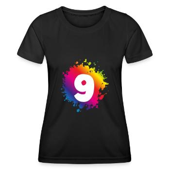 9 nombre de taches - T-shirt sport Femme - noir - Devant - AI Model Female 172 light (172cm)