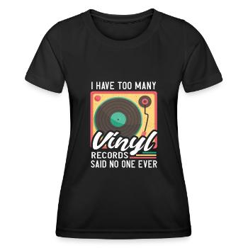 Vinyle Tourne-disques Musique de collection Disques - T-shirt sport Femme - noir - Devant - AI Model Female 172 light (172cm)