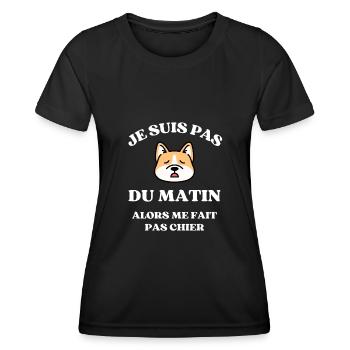 je suis pas du matin shiba humour matin sieste - T-shirt sport Femme - noir - Devant - AI Model Female 172 light (172cm)