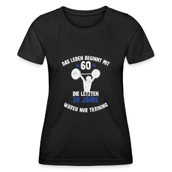 60. Geburtstag 60 Jahre das Leben beginnt mit 60 - Frauen Funktions-T-Shirt - Schwarz - Vorne - AI Model Female 172 light (172cm)