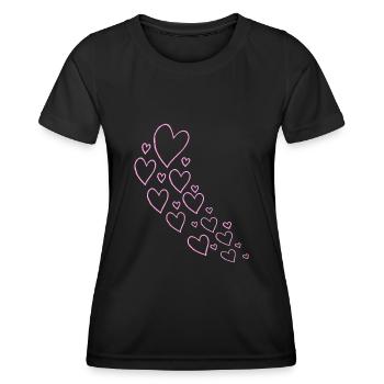 Aufsteigende Rosa Herzen - Frauen Funktions-T-Shirt - Schwarz - Vorne - AI Model Female 172 light (172cm)