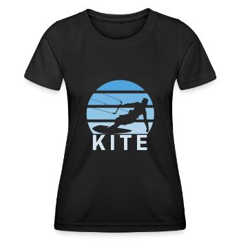 Kite Kiteboarding Surfer Windsurfing Vintage Sunset - Women's Functional T-Shirt - black - Front - AI Model Female 172 light (172cm)