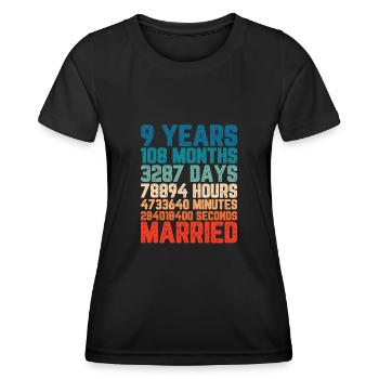 9 Jahre verheiratet Hochzeit Ehe Spruch Geschenk - Frauen Funktions-T-Shirt - Schwarz - Vorne - AI Model Female 172 light (172cm)