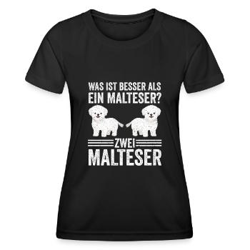 Zwei Malteser Hund Malteser - Frauen Funktions-T-Shirt - Schwarz - Vorne - AI Model Female 172 light (172cm)