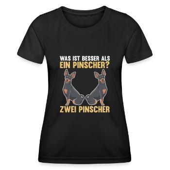 Zwei Pinscher Hund Pinscher - Frauen Funktions-T-Shirt - Schwarz - Vorne - AI Model Female 172 light (172cm)