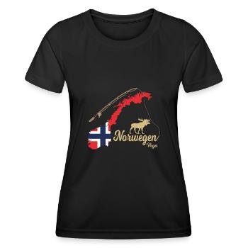Norwegen Vega Angeln Skandinavien Motive - Frauen Funktions-T-Shirt - Schwarz - Vorne - AI Model Female 172 light (172cm)