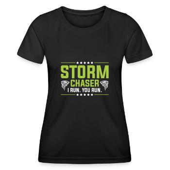 Storm Chaser Tornado Hunter Metereologist Severe Weather - Women's Functional T-Shirt - black - Front - AI Model Female 172 light (172cm)