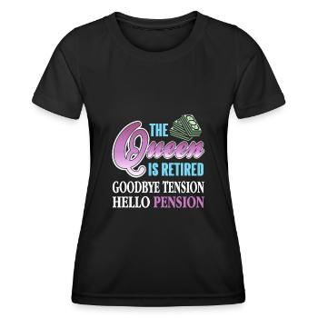 Pension - The Queen is retired - Women's Functional T-Shirt - black - Front - AI Model Female 172 light (172cm)