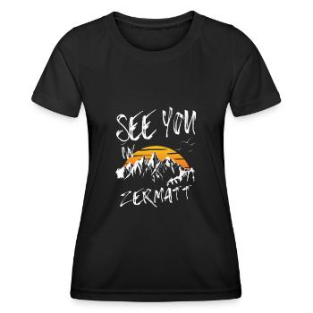 Zermatt Snowboard Randonnée et ski - T-shirt sport Femme - noir - Devant - AI Model Female 172 light (172cm)