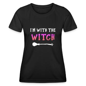 Je suis avec la sorcière - T-shirt sport Femme - noir - Devant - AI Model Female 172 light (172cm)