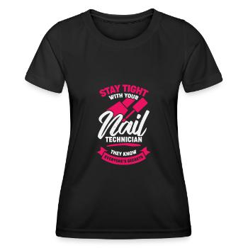 Salon de manucure Profession Nail Designer Cadeau - T-shirt sport Femme - noir - Devant - AI Model Female 172 light (172cm)