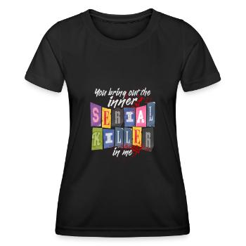 True Crime Podcast Spruch für einen True Crime Fan - Frauen Funktions-T-Shirt - Schwarz - Vorne - AI Model Female 172 light (172cm)
