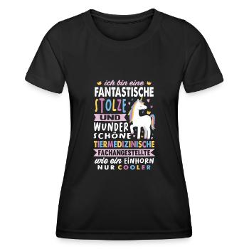 Tiermedizinische Fachangestellte Einhorn Tierarzt - Frauen Funktions-T-Shirt - Schwarz - Vorne - AI Model Female 172 light (172cm)