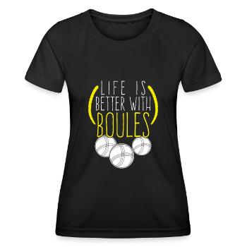 Pétanque Boule Boccia Boulekugeln - T-shirt sport Femme - noir - Devant - AI Model Female 172 light (172cm)