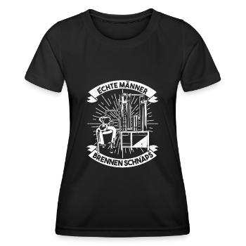 Echte Männer Brennen Schnaps Schwarzbrenner - Frauen Funktions-T-Shirt - Schwarz - Vorne - AI Model Female 172 light (172cm)