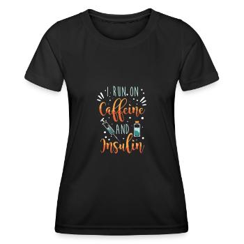 Ich laufe auf Koffein und Insulin Diabetes - Frauen Funktions-T-Shirt - Schwarz - Vorne - AI Model Female 172 light (172cm)