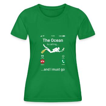 L’océan appelle la plongée - T-shirt sport Femme - vert - Devant - AI Model Female 172 dark (172cm)