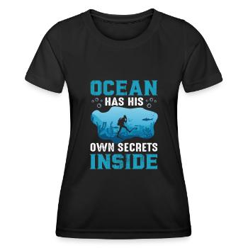 Ocean a ses propres secrets de plongée - T-shirt sport Femme - noir - Devant - AI Model Female 172 light (172cm)