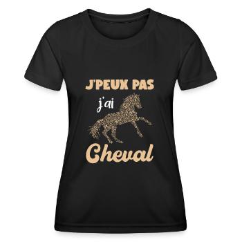 Je peux pas j'ai cheval silhouette cheval mandala - T-shirt sport Femme - noir - Devant - AI Model Female 172 light (172cm)