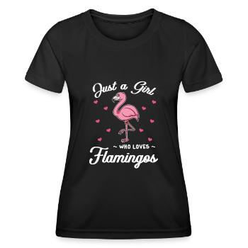 Just A Girl Who Loves Flamingos Pink - Women's Functional T-Shirt - black - Front - AI Model Female 172 light (172cm)