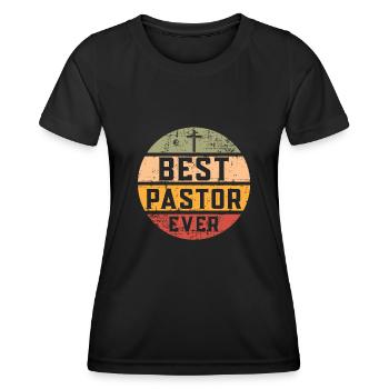 Bester Pfarrer Ever Vintage - Frauen Funktions-T-Shirt - Schwarz - Vorne - AI Model Female 172 light (172cm)