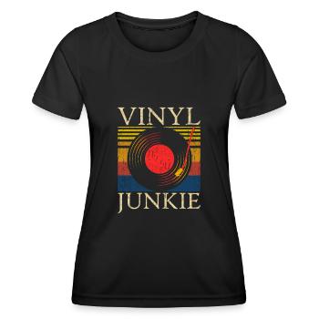 Collectionneur de disques Vinyl Junkie - T-shirt sport Femme - noir - Devant - AI Model Female 172 light (172cm)