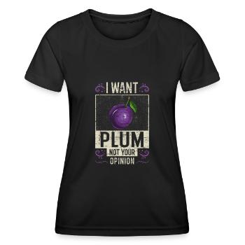 Prune disant drôle - T-shirt sport Femme - noir - Devant - AI Model Female 172 light (172cm)