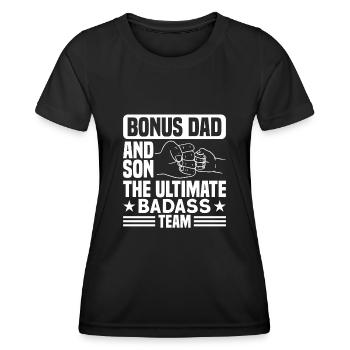 Beau-père Bonus Papa Bonus Père Cadeau - T-shirt sport Femme - noir - Devant - AI Model Female 172 light (172cm)