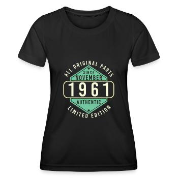 1961 Im November Limitiert Geschenk - Frauen Funktions-T-Shirt - Schwarz - Vorne - AI Model Female 172 light (172cm)