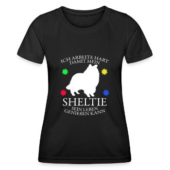 Sheltie Shetland Sheepdog Shelties - Frauen Funktions-T-Shirt - Schwarz - Vorne - AI Model Female 172 light (172cm)