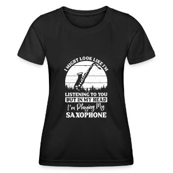 Saxofon - Frauen Funktions-T-Shirt - Schwarz - Vorne - AI Model Female 172 light (172cm)