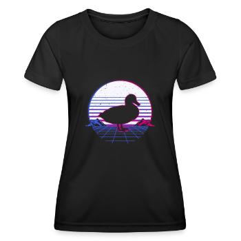 Retro Vintage Retrowave Ente Enten Tier - Frauen Funktions-T-Shirt - Schwarz - Vorne - AI Model Female 172 light (172cm)