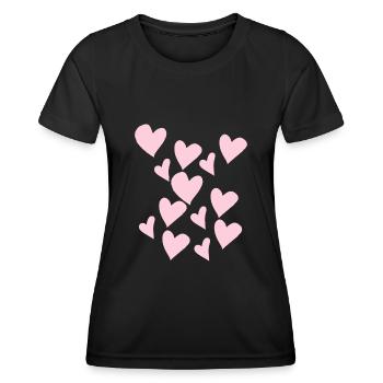 Delicate Pink Hearts - Women's Functional T-Shirt - black - Front - AI Model Female 172 light (172cm)